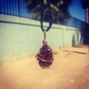 Tumbled Tiger's Eye Pendant w/ Hemp Necklace